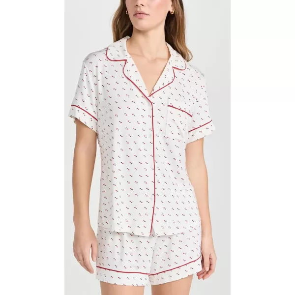 Eberjey Womens Gisele Printed Relaxed Short Pj SetTriple HeartHaute Red