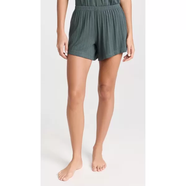 Eberjey Womens Gisele Rib Relaxed Short Pj SetKelp