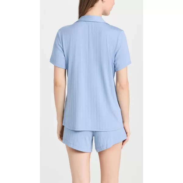 Eberjey Womens Gisele Rib Relaxed Short Pj SetWedgewood Blue