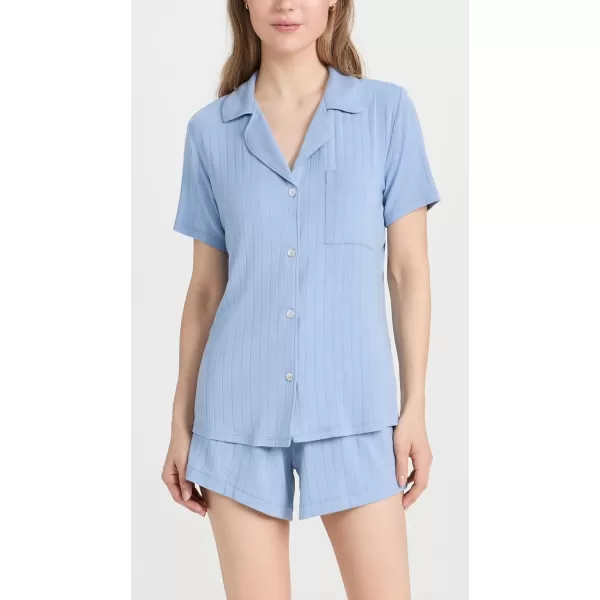 Eberjey Womens Gisele Rib Relaxed Short Pj SetWedgewood Blue