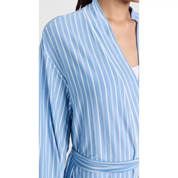 Eberjey Womens The Tencel Modal Long RobeNordic Stripes Vista Blueivory