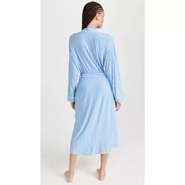 Eberjey Womens The Tencel Modal Long RobeNordic Stripes Vista Blueivory