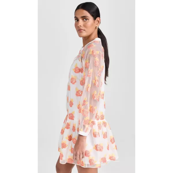 English Factory Floral Organza Buttoned Mini DressOrange