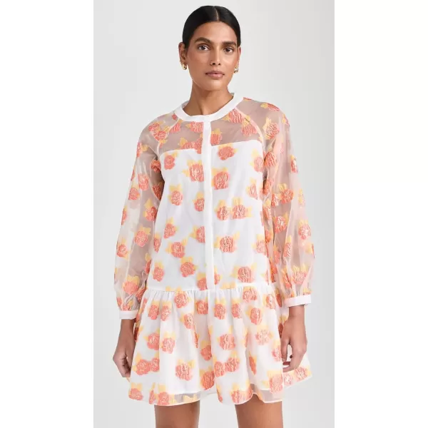 English Factory Floral Organza Buttoned Mini DressOrange