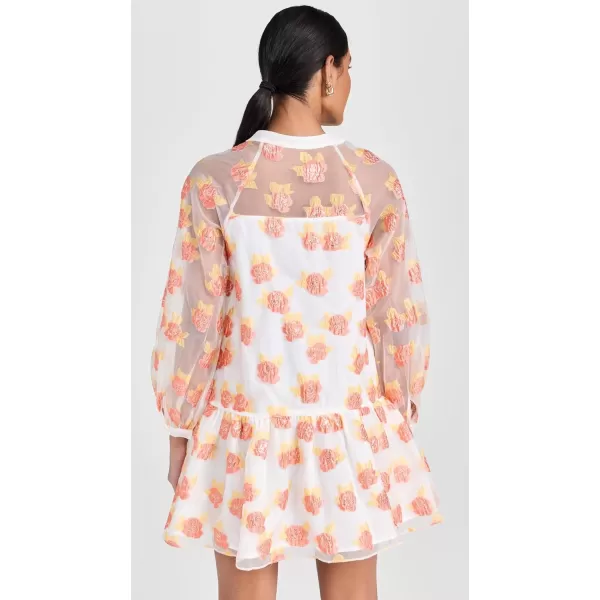 English Factory Floral Organza Buttoned Mini DressOrange