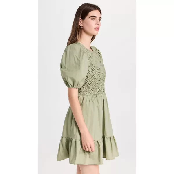 English Factory Womens Asymmetrical Smocked Mini DressSage