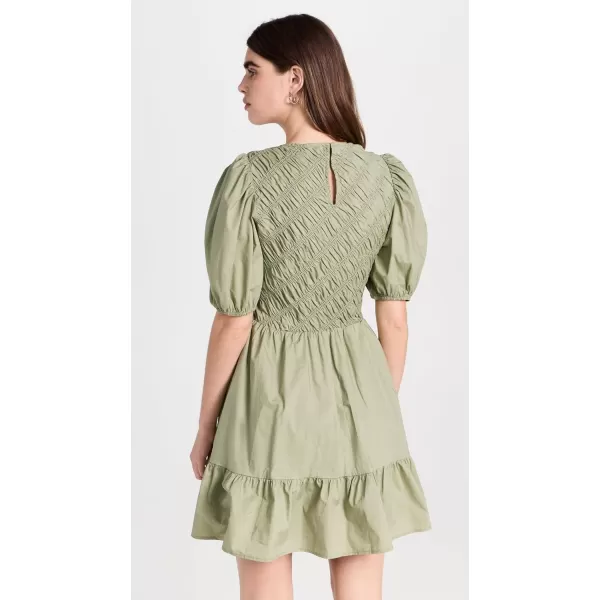 English Factory Womens Asymmetrical Smocked Mini DressSage