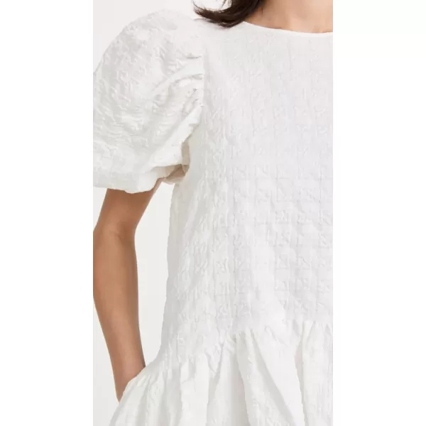 English Factory Womens Back Tie Jacquard Puff DressWhite