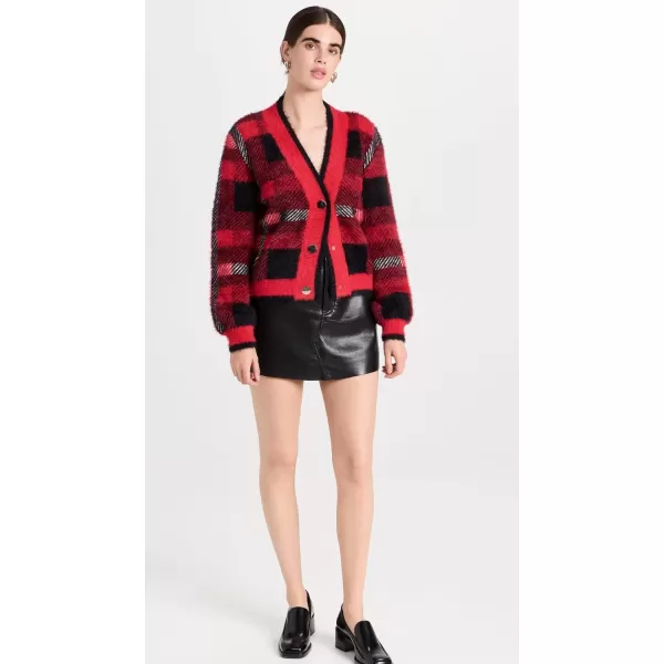 English Factory Womens Check Cardigan SweaterRed Multi