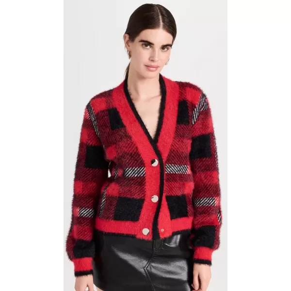 English Factory Womens Check Cardigan SweaterRed Multi