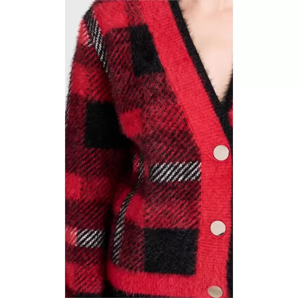 English Factory Womens Check Cardigan SweaterRed Multi