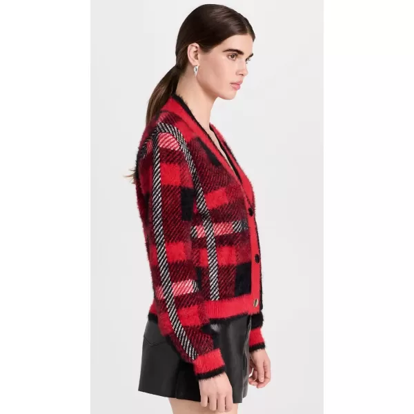 English Factory Womens Check Cardigan SweaterRed Multi