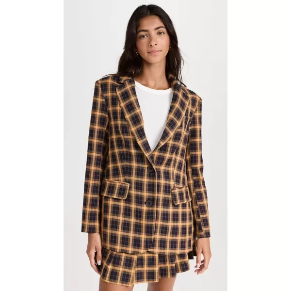 English Factory Womens Checked BlazerOrange Multi