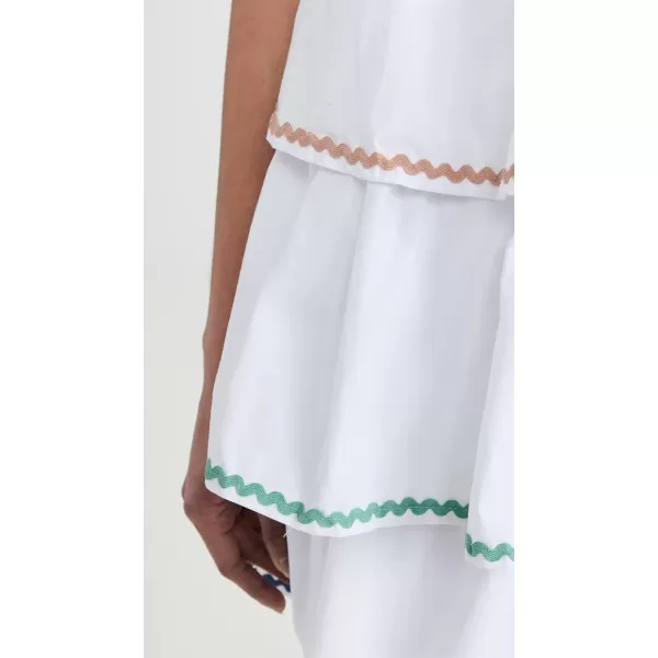 English Factory Womens Colorblock Wave Trim 3 Tiered DressWhite