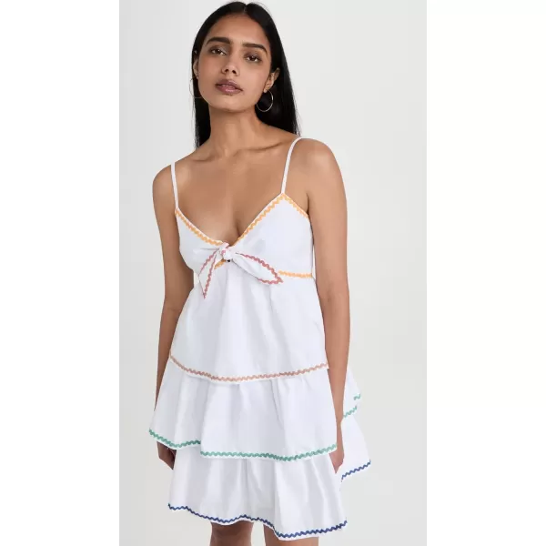 English Factory Womens Colorblock Wave Trim 3 Tiered DressWhite