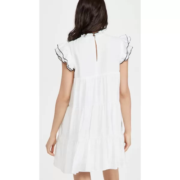 English Factory Womens Contrast Stitch Babydoll DressWhite