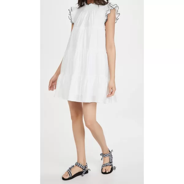 English Factory Womens Contrast Stitch Babydoll DressWhite