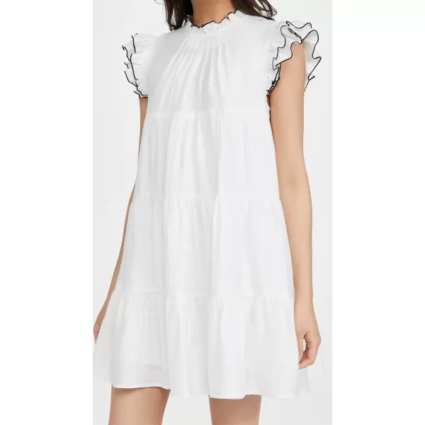 English Factory Womens Contrast Stitch Babydoll DressWhite