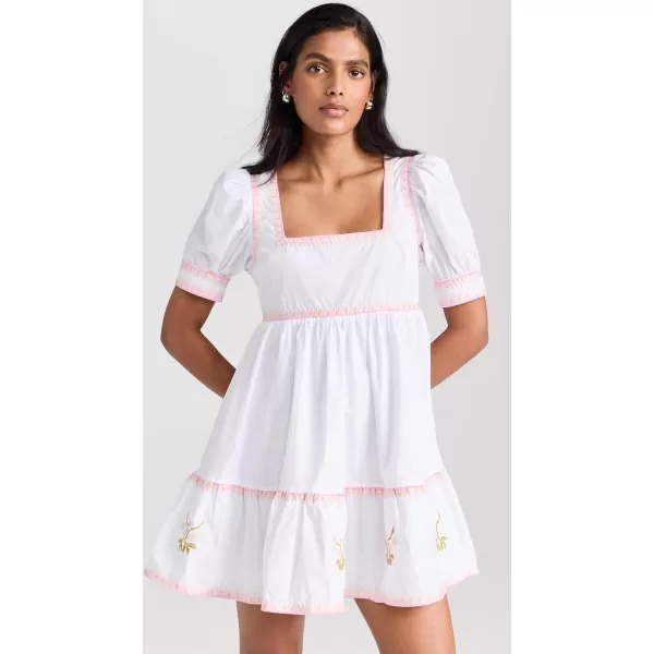 English Factory Womens Embroidered Short Sleeves Mini DressIvory