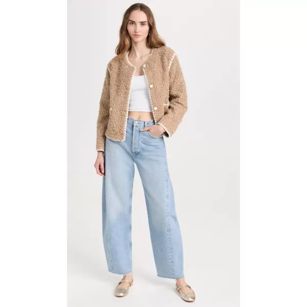 English Factory Womens Faux Shearling JacketTanWhite