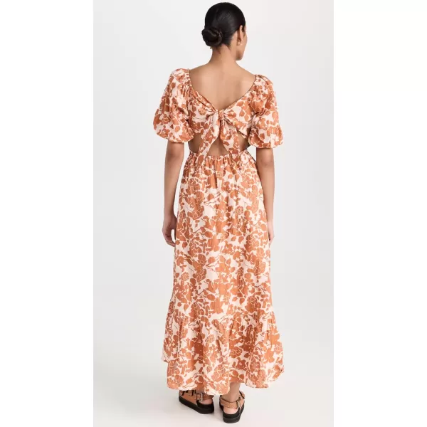 English Factory Womens Floral Print Maxi DressPeachSienna