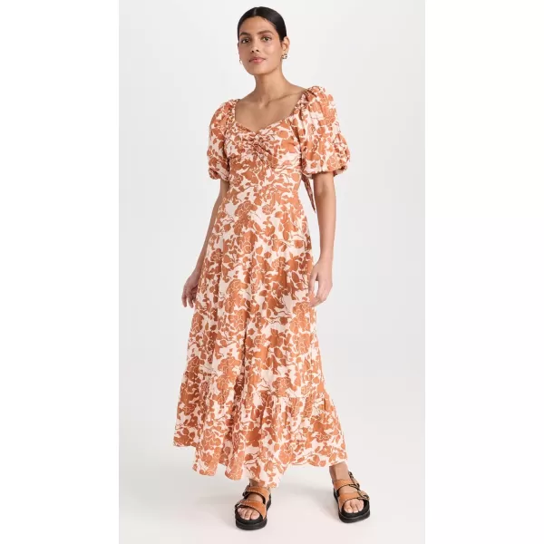 English Factory Womens Floral Print Maxi DressPeachSienna