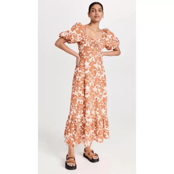 English Factory Womens Floral Print Maxi DressPeachSienna