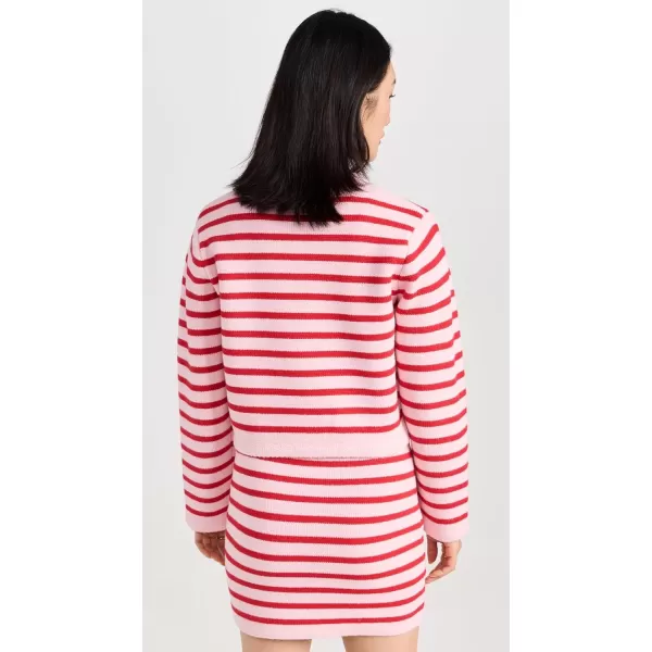 English Factory Womens Knit Striped Sweater CardiganPinkRed