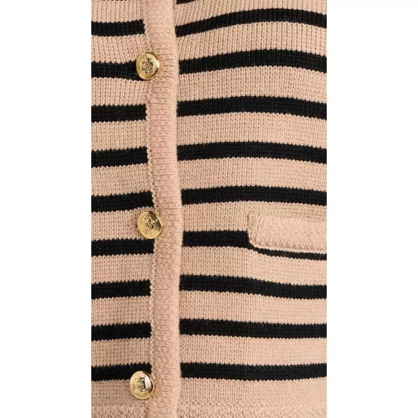 English Factory Womens Knit Striped Sweater CardiganTanBlack