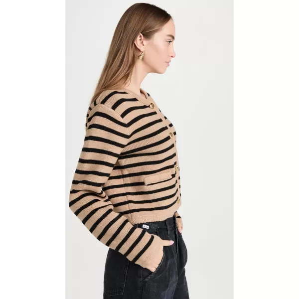 English Factory Womens Knit Striped Sweater CardiganTanBlack