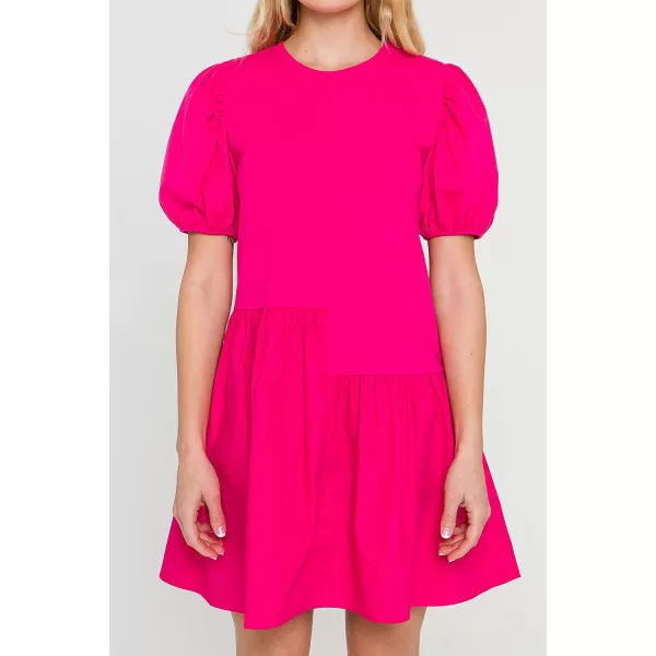 English Factory Womens Knit Woven Mixed DressFuchsia