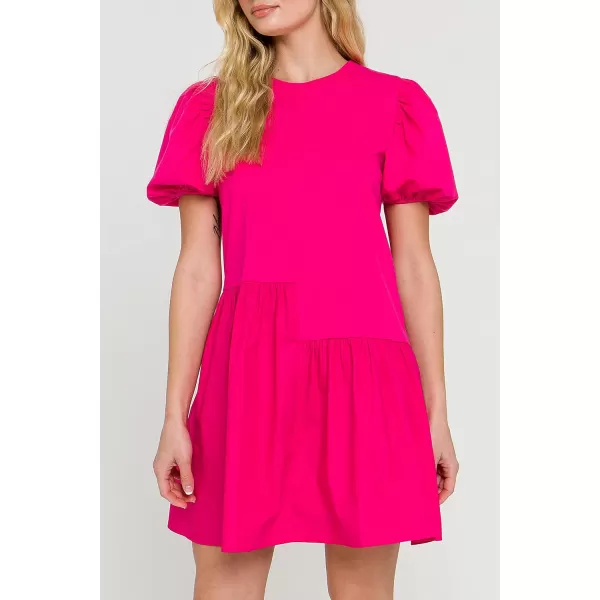 English Factory Womens Knit Woven Mixed DressFuchsia