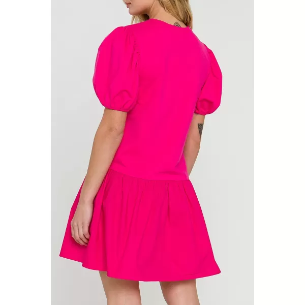 English Factory Womens Knit Woven Mixed DressFuchsia