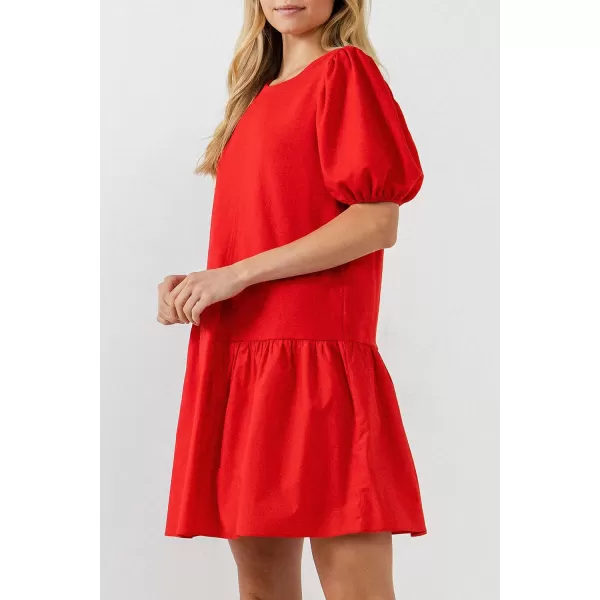 English Factory Womens Knit Woven Mixed DressRed