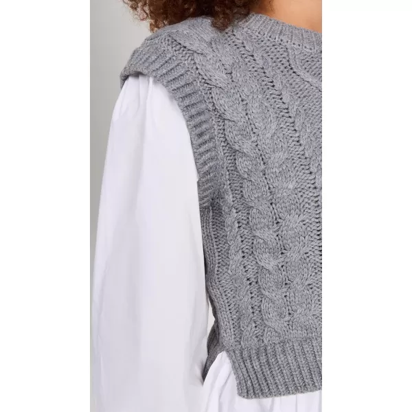 English Factory Womens Mixed Media Cable Detail SweaterHeather GreyWhite