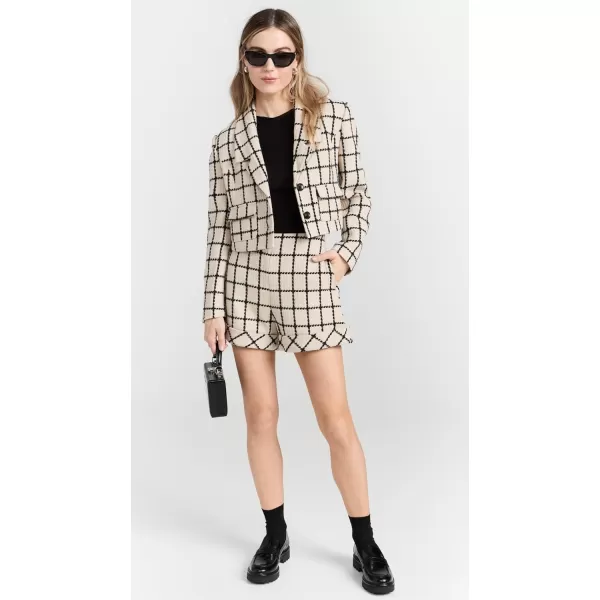 English Factory Womens Plaid Cuffed ShortsBeigeBlack