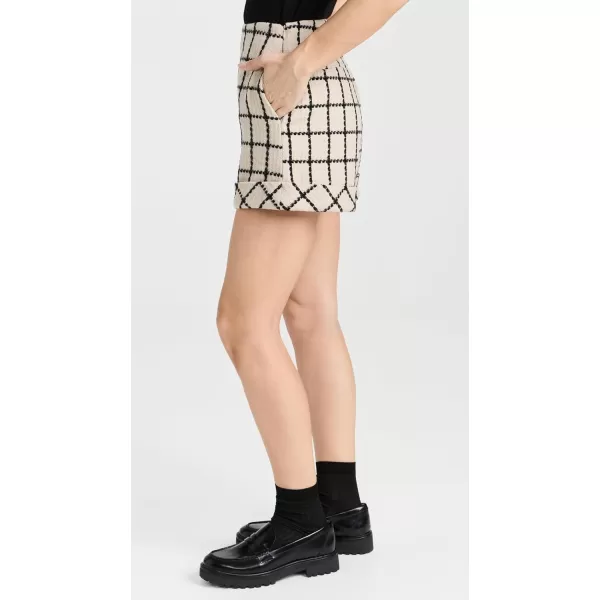 English Factory Womens Plaid Cuffed ShortsBeigeBlack