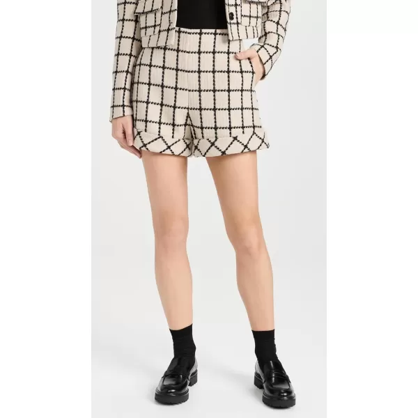 English Factory Womens Plaid Cuffed ShortsBeigeBlack