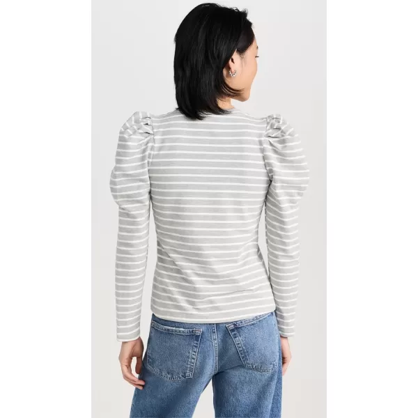 English Factory Womens Puff Sleeve Knitted TopHeather GreyWhite