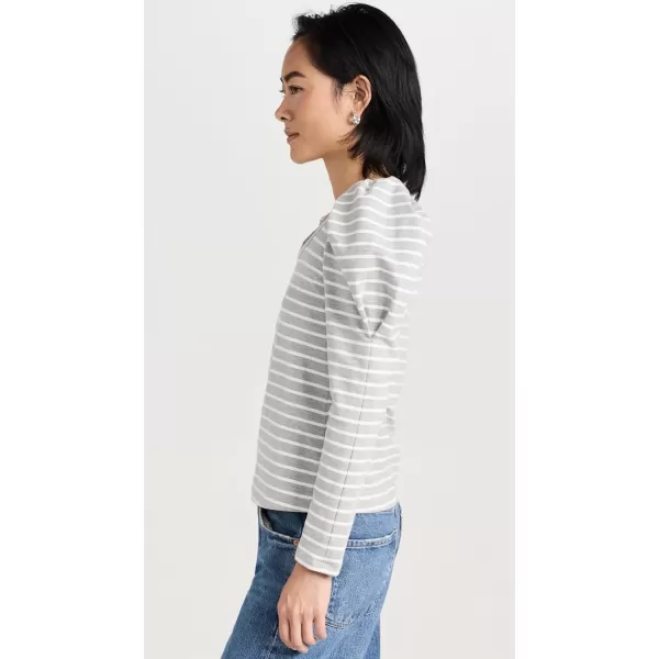 English Factory Womens Puff Sleeve Knitted TopHeather GreyWhite