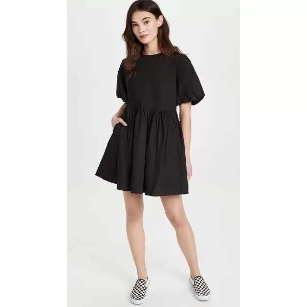 English Factory Womens Short Balloon Sleeve Mini DressBlack