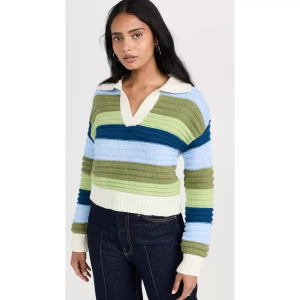 English Factory Womens Stripe Knit SweaterGreen Multi