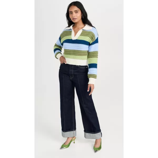 English Factory Womens Stripe Knit SweaterGreen Multi