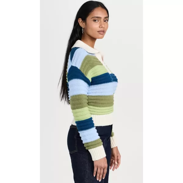 English Factory Womens Stripe Knit SweaterGreen Multi