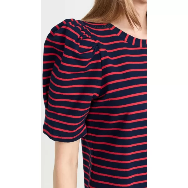 English Factory Womens Stripe Puff Short Sleeve TopNavyRed