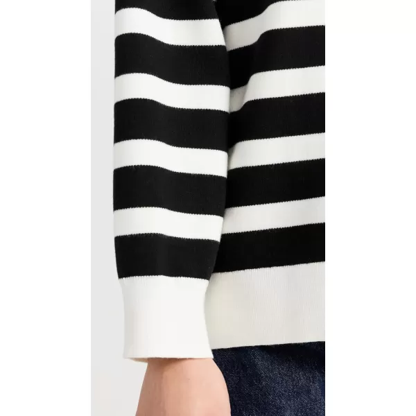 English Factory Womens Stripe Round Neck SweaterIvoryBlack