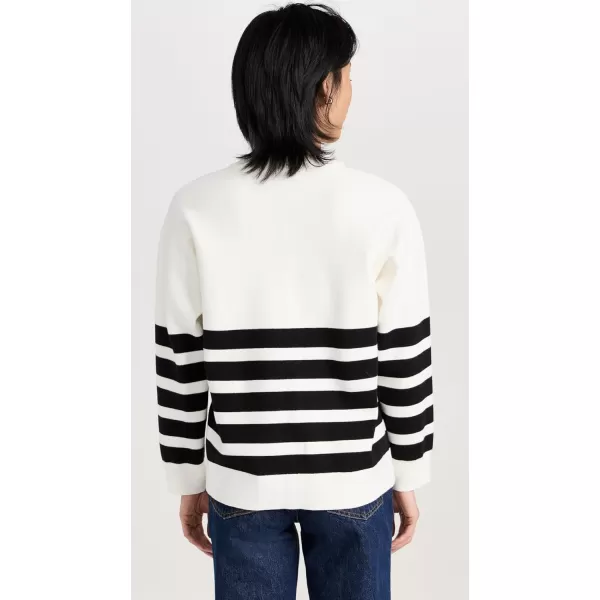 English Factory Womens Stripe Round Neck SweaterIvoryBlack