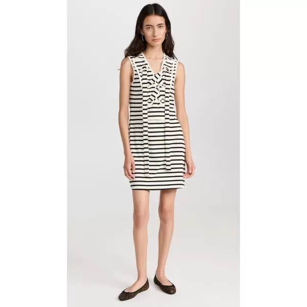 English Factory Womens Striped Knit Lace Up DressWhiteBlack