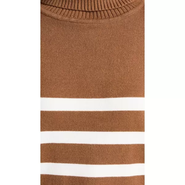 English Factory Womens Turtle Neck Stripe SweaterCamelWhite