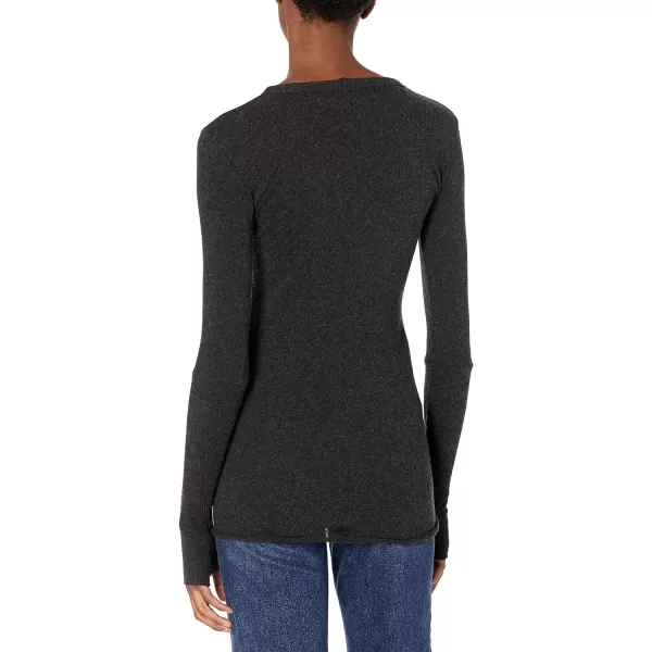 Enza Costa Womens Cashmere Blend Cuffed Crew Top with ThumbholesCharcoal